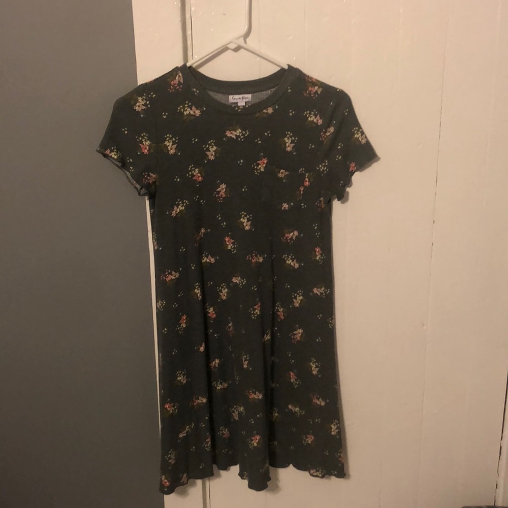 T-shirt dress with little colorful flowers on it!